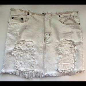 White Carmar Denim Ripped Mini Skirt